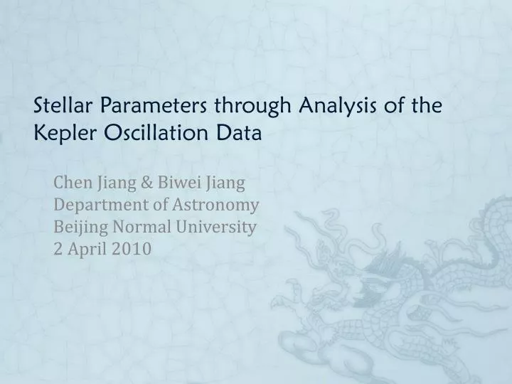 stellar parameters through analysis of the kepler oscillation data