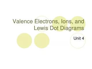 Valence Electrons, Ions, and Lewis Dot Diagrams