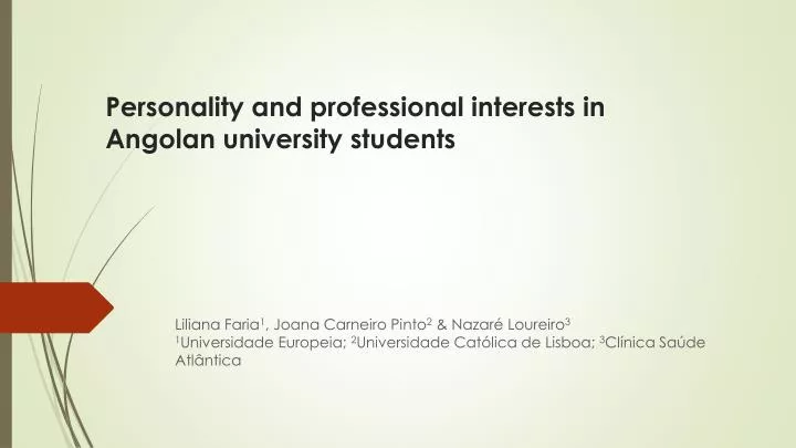 personality and professional interests in angolan university students