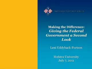 Making the Difference: Giving the Federal Government a Second Look