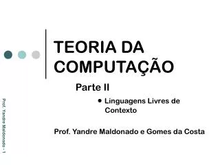 teoria da computa o parte ii linguagens livres de contexto