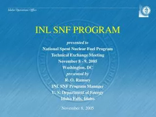 INL SNF PROGRAM