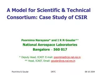 A Model for Scientific &amp; Technical Consortium: Case Study of CSIR