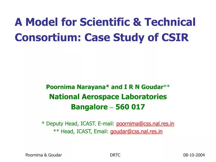 a model for scientific technical consortium case study of csir