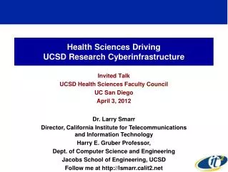 Health Sciences Driving UCSD Research Cyberinfrastructure