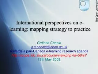 International perspectives on e-learning: mapping strategy to practice