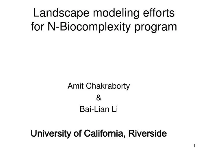 landscape modeling efforts for n biocomplexity program