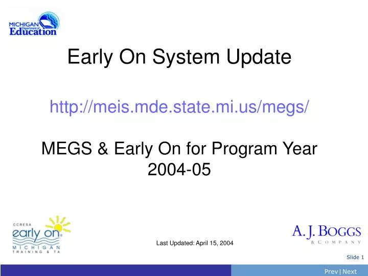 early on system update http meis mde state mi us megs megs early on for program year 2004 05