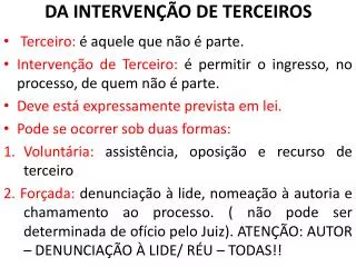 da interven o de terceiros