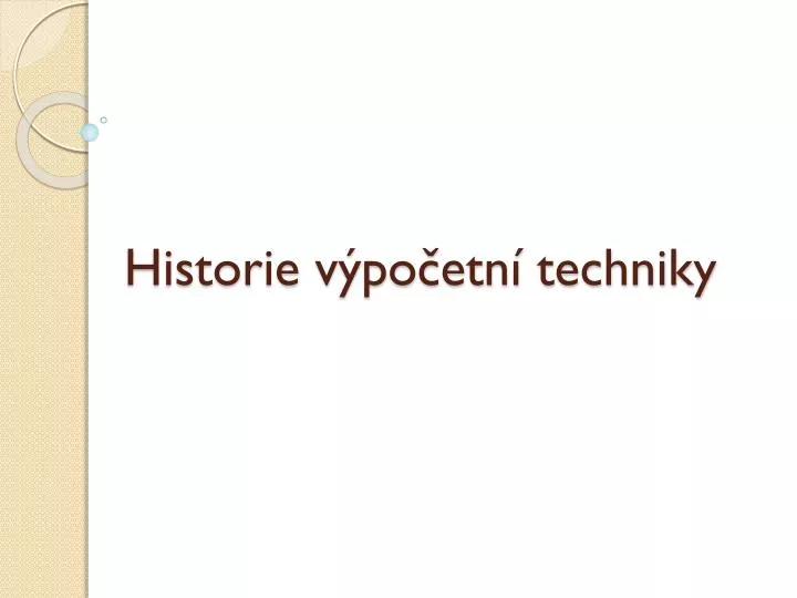 historie v po etn techniky