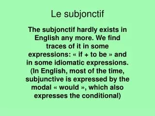 le subjonctif