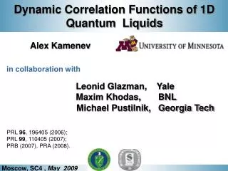 Dynamic Correlation Functions of 1D Quantum Liquids