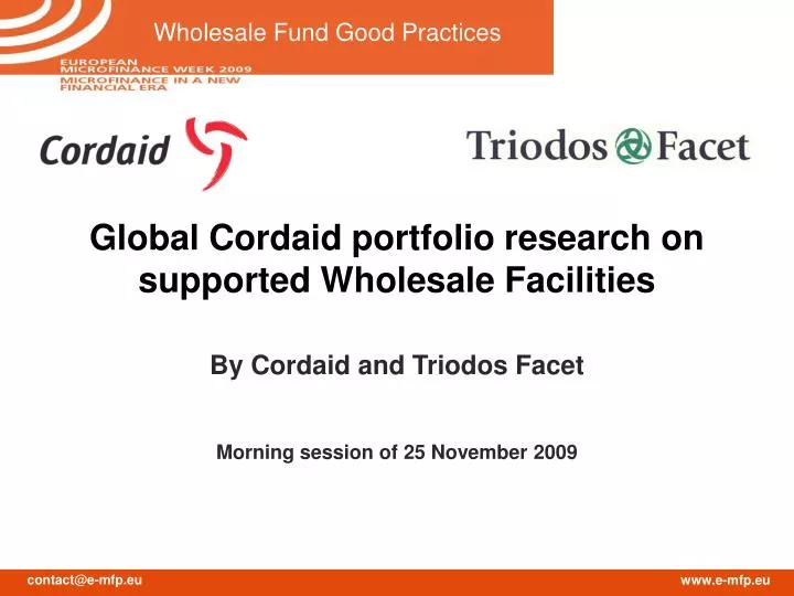 global cordaid portfolio research on supported wholesale facilities