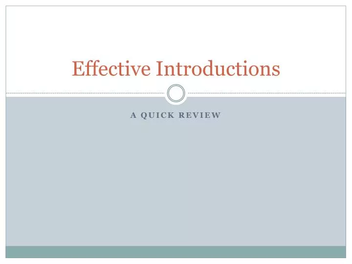 effective introductions