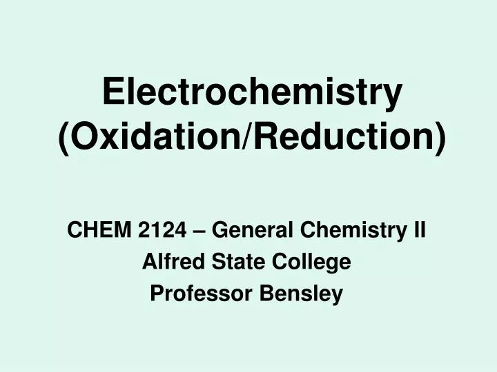 electrochemistry oxidation reduction