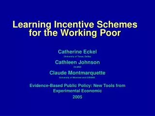 Learning Incentive Schemes for the Working Poor
