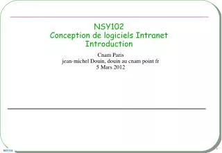 nsy102 conception de logiciels intranet introduction