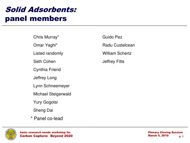 solid adsorbents panel members