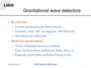 Gravitational wave detectors