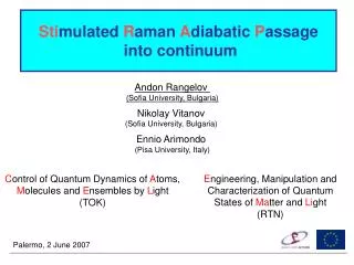 Sti mulated R aman A diabatic P assage into continuum