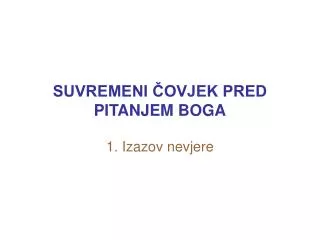 suvremeni ovjek pred pitanjem boga