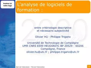l analyse de logiciels de formation