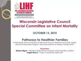 Wisconsin Legislative Council Special Committee on Infant Mortality OCTOBER 13, 2010