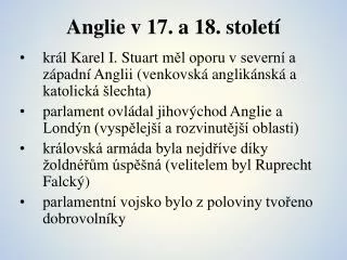 anglie v 17 a 18 stolet