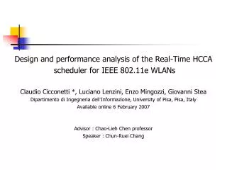 Design and performance analysis of the Real-Time HCCA scheduler for IEEE 802.11e WLANs