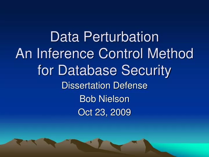 data perturbation an inference control method for database security