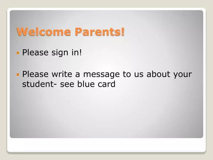 welcome parents