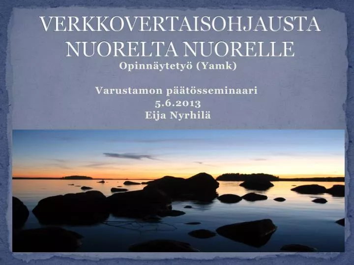 verkkovertaisohjausta nuorelta nuorelle