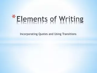 Elements of Writing