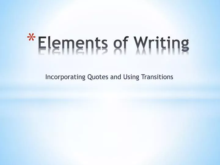 elements of writing