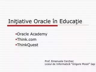 ini iative oracle n educa ie