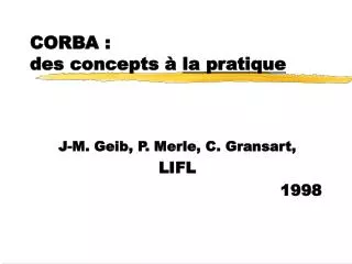 corba des concepts la pratique