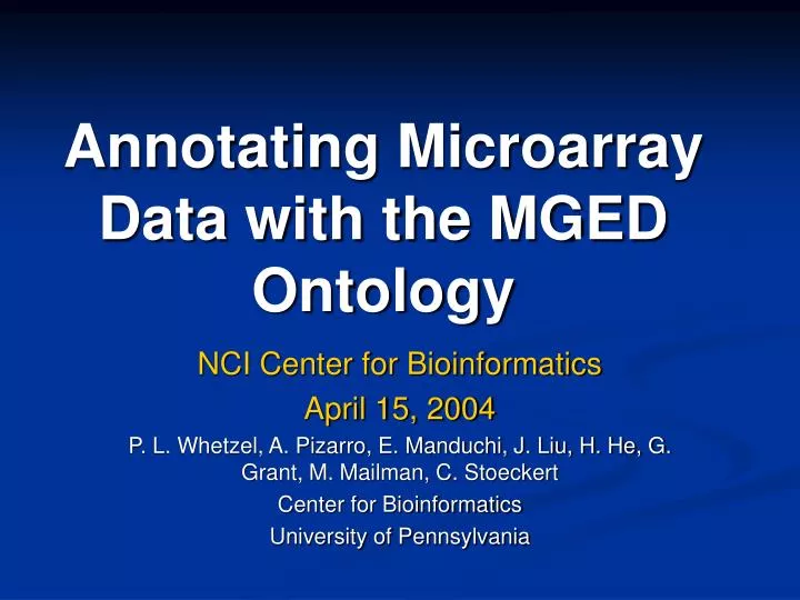 annotating microarray data with the mged ontology