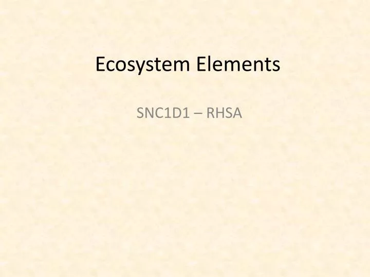 ecosystem elements