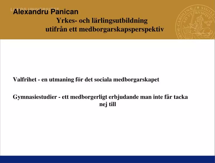 alexandru panican yrkes och l rlingsutbildning utifr n ett medborgarskapsperspektiv