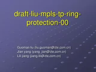 draft-liu-mpls-tp-ring-protection-00
