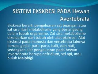 sistem ekskresi pada hewan avertebrata
