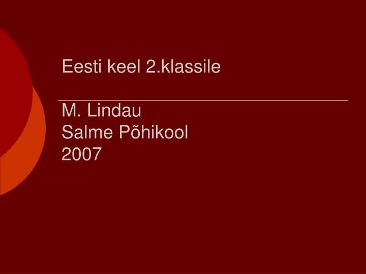 eesti keel 2 klassile m lindau salme p hikool 2007