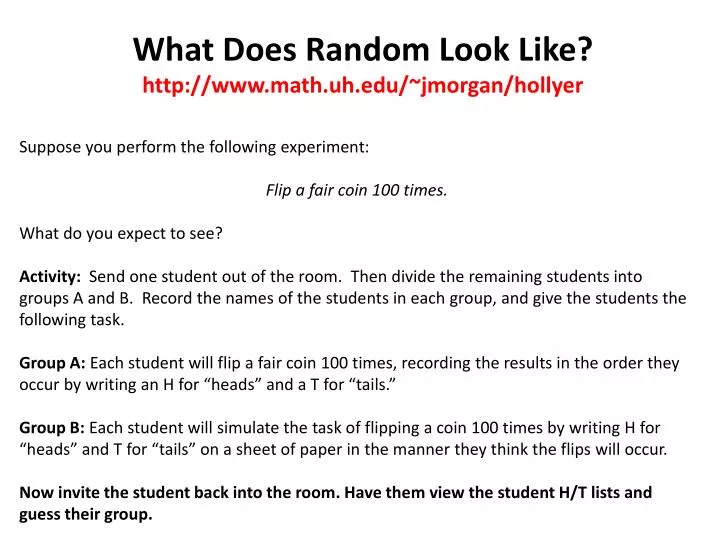 what does random look like http www math uh edu jmorgan hollyer