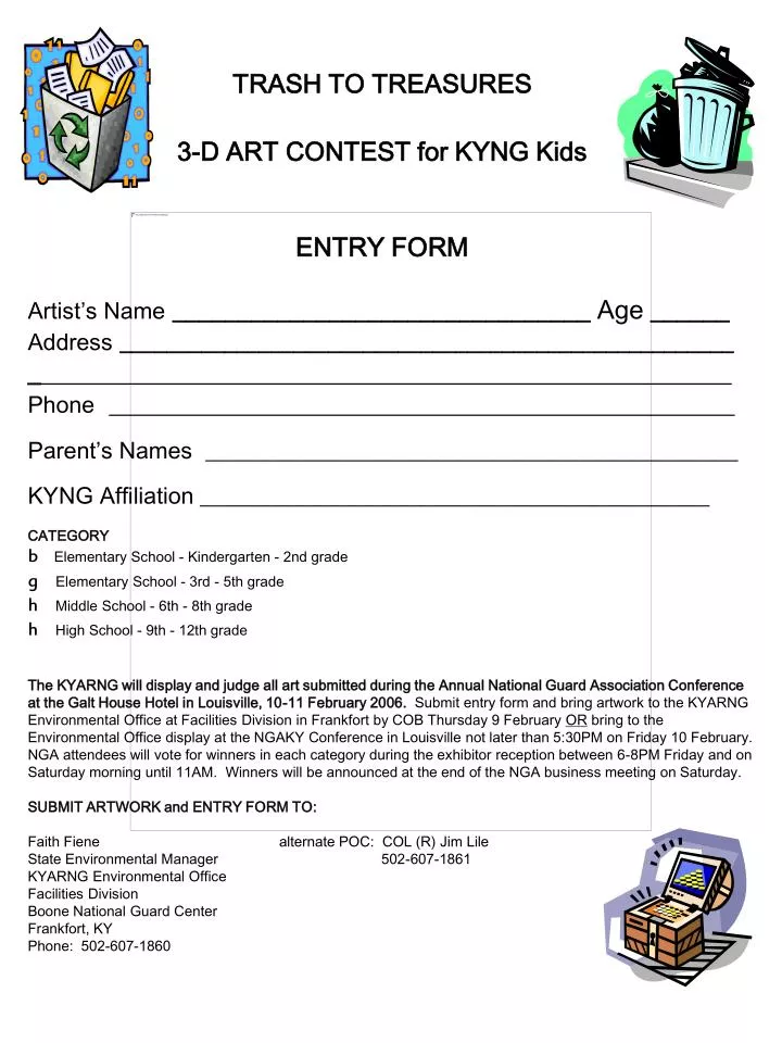 trash to treasures 3 d art contest for kyng kids