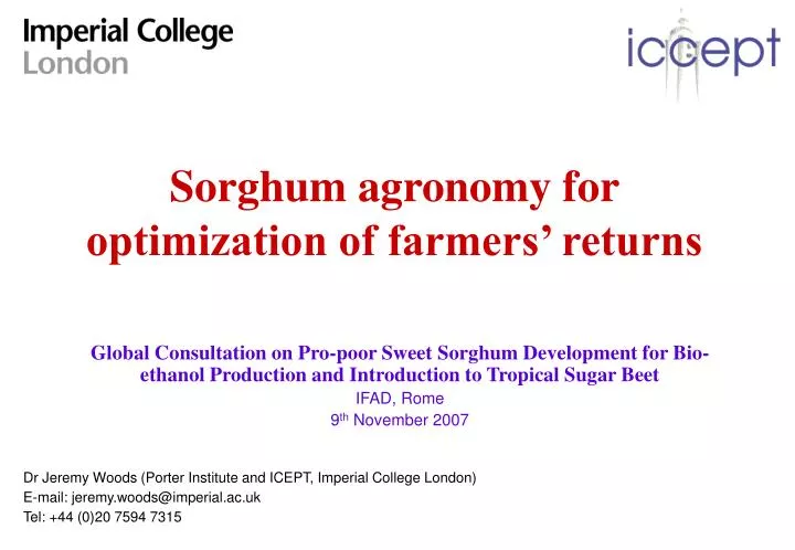 sorghum agronomy for optimization of farmers returns