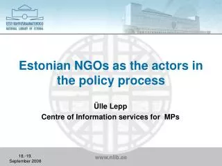 Estonian NGOs as the actors in the policy process