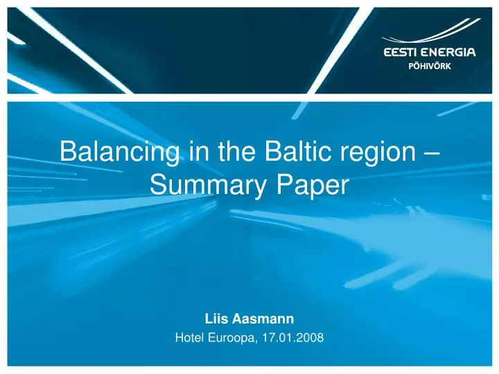 balancing in the baltic region summary paper