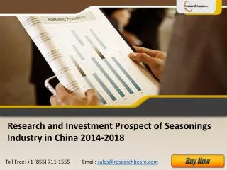 China Investment Prospect of Seasonings Industry 2014-2018
