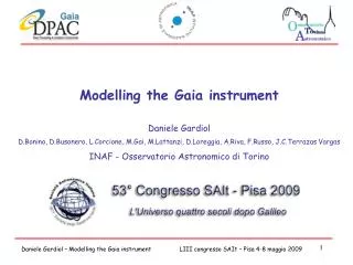 Modelling the Gaia instrument Daniele Gardiol
