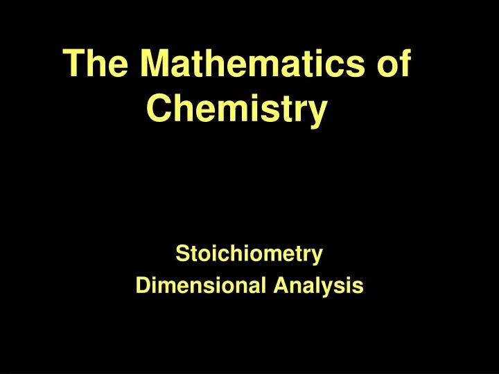 the mathematics of chemistry